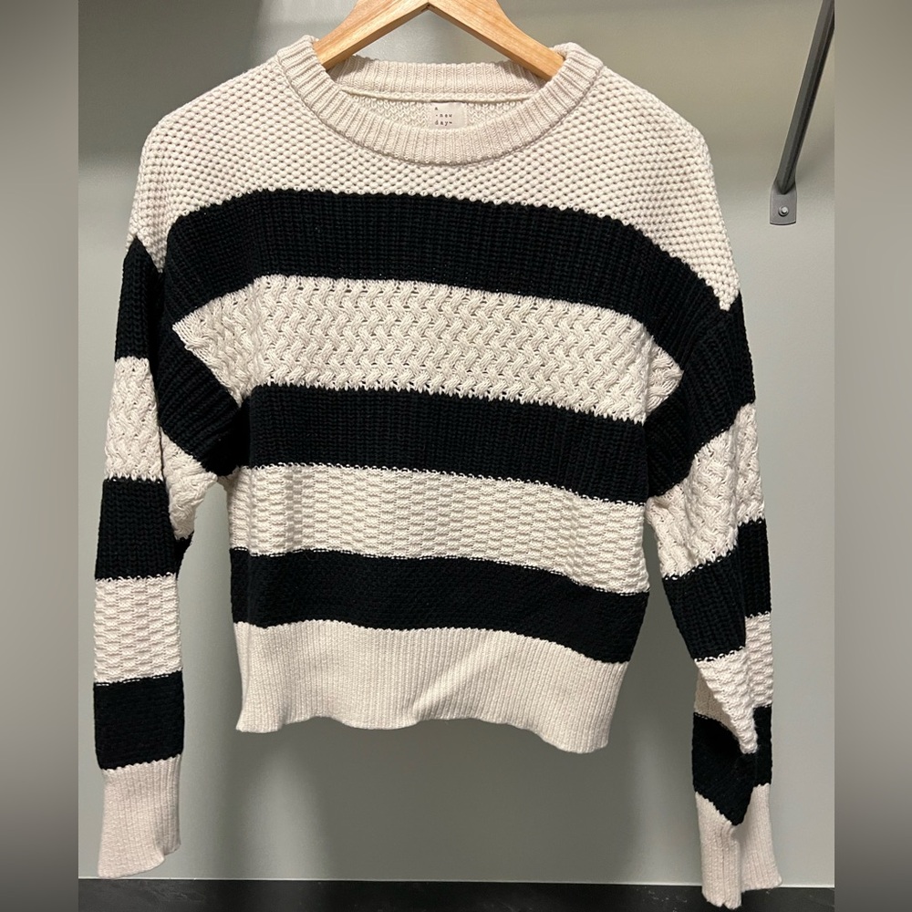 Black and Cream Striped Sweater